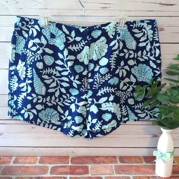 Vineyard‎ Vines Mini Linen Short Navy Aqua Tropical Ocean Vacation Size 16 NWT - Picture 1 of 14